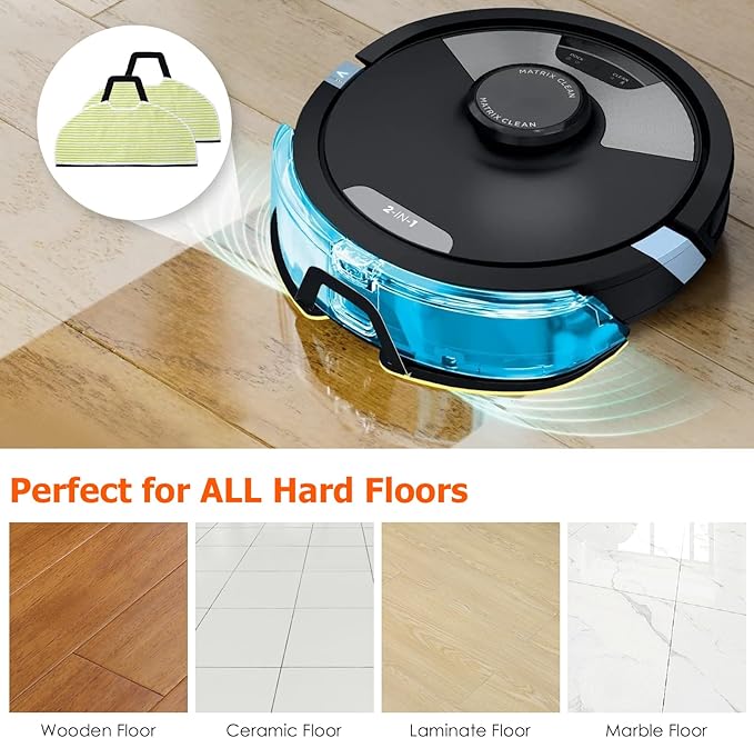 4 Mop Pads Replacement Parts for Shark RV2610WA, AV2610WA, RV2620WD, RV2410WD AI Ultra 2-in-1 Robot Vacuum and Mop Accessories, 4 Mop Pads, 2 Filter, 4 Side Brush Combo