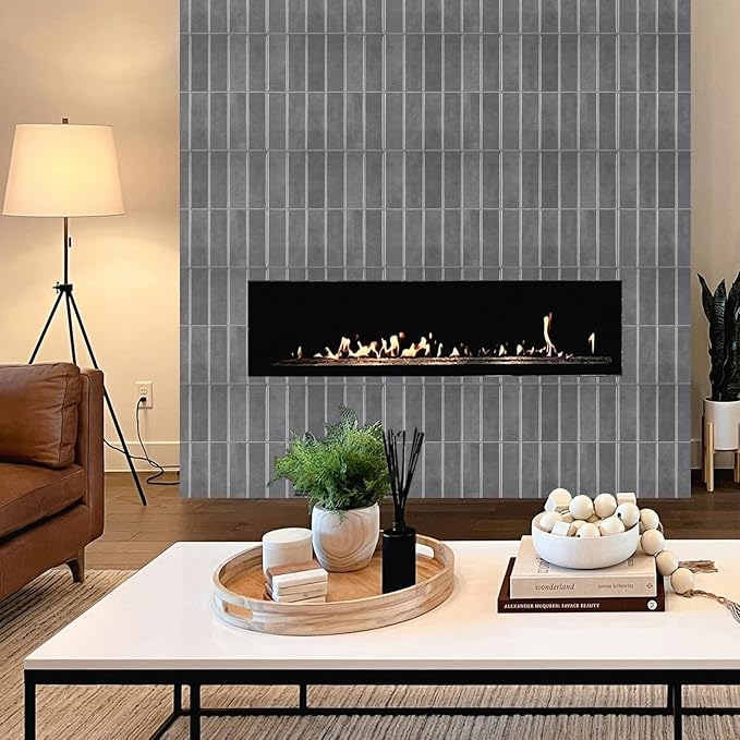 Peel and Stick Tile，New Upgrade Thicker Design Self Adhesive 12" x 12" Large Premium Peel and Stick Backsplash for Kitchen (Grey).