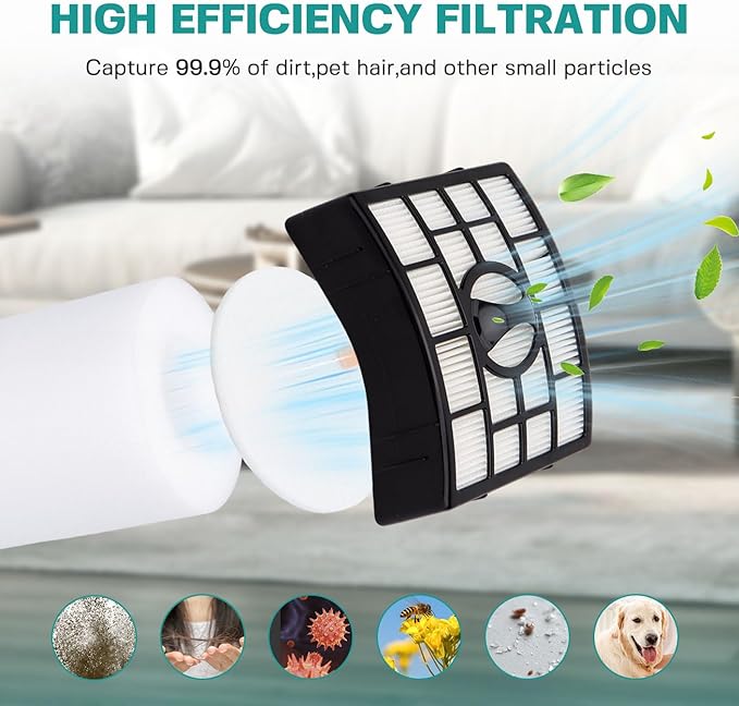 Vacuum Filters Replacement for Shark Rotator Powered Lift-Away XL Capacity NV755 UV795, 2 HEPA Filter, 4 Foam & 4 Faux Felt Filter - Compare to Part # XFF750 & XHF750