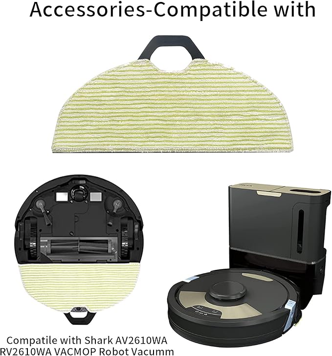 JYAILIFIS RV2610WA Vacuum Mop Replacement Pads Compatible with Shark RV2610WA RV2620WA RV2410WD AV2610WA AI Ultra 2- in-1 Robot Vacuum, 4 Mop Pads, 2 Filters, 4 Side Brushe
