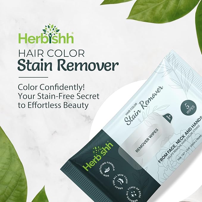 Herbishh Hair Color Stain Remover Wipes - Gentle Formula for Dye Cleanup, Skin-Friendly Travel Pack (Pack of 10)