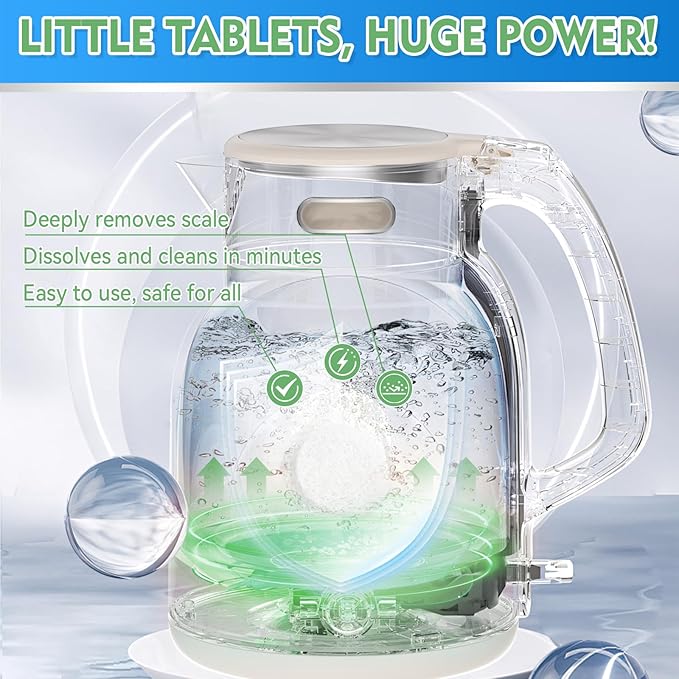 Kettle Descaler Tablet, 36 Pack Kettle Cleaner Removes Hard Water Buildup, Efficient Citric Acid for Cleaning, Limescale Remover Tablet For Kettles, Coffee Machines, Shower Heads (36)