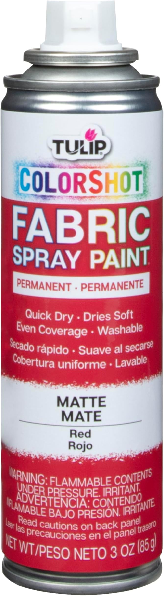Tulip ColorShot Instant Fabric Spray Paint, Permanent Color Spray-On Fabric Paint, 3oz, Red