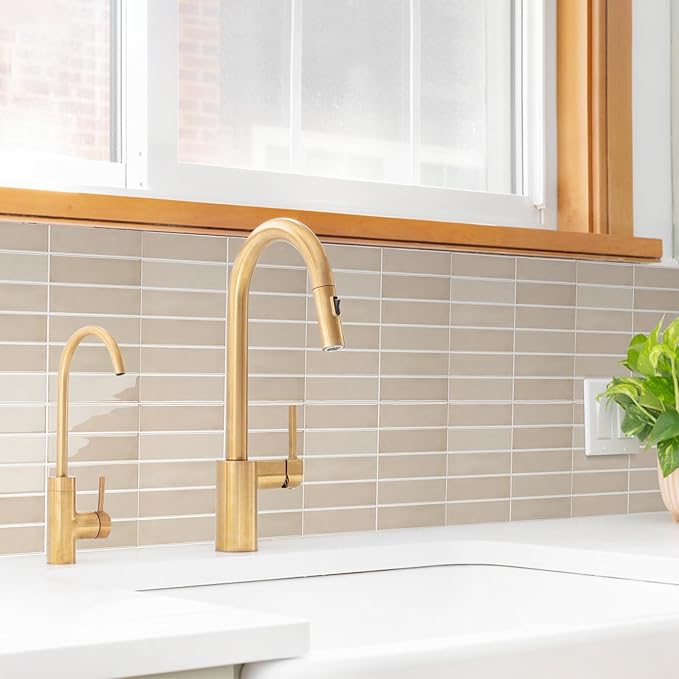 Peel and Stick Tile，New Upgrade Thicker Design Self Adhesive 12" x 12" Large Premium Peel and Stick Backsplash for Kitchen (Beige).