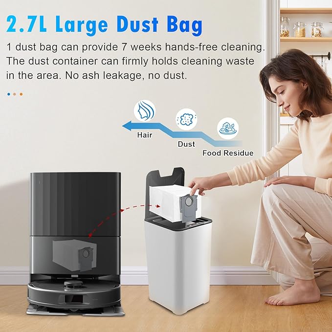22 Pack Replacement Accessories Kit Compatible with Roborock QV 35A/QV 35S Robot Vacuum, 2 Main Brush, 6 Side Brush, 4 HEPA Filter, 4 Mop Pads, 4 Dust Bag