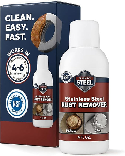 Stainless Steel Rust Remover – NSF Approved Non-Toxic Rust Stain Remover for Stainless Steel Appliances, Sinks, Grills, Marine Hardware & Commercial Equipment (4 oz)