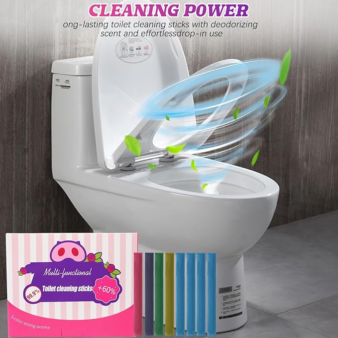 Multi-Functional Toilet Cleaning Sticks-Drop in Tank Cleaner & Freshener with Long-Lasting Freshness for Toilet Bowl