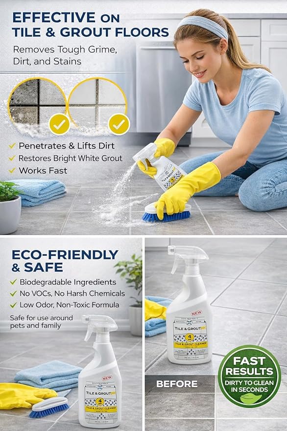 Tile & Grout pH – Eco-Friendly Acidic Tile & Grout Cleaner (pH 4) – Removes Hard Water, Soap Scum & Grime – No VOCs, Biodegradable, 25 fl oz