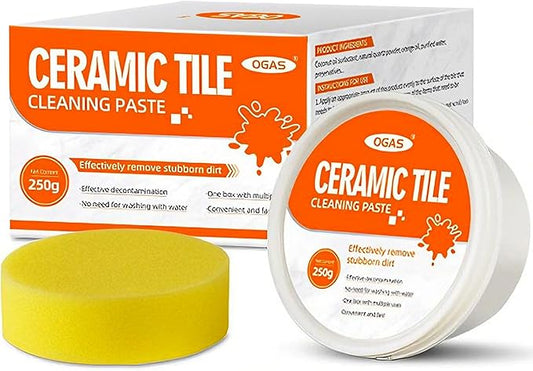 Tile & Grout Cleaner Paste, Bathroom Cleaner Fast Acting Non Toxic Cleaning Paste for Shower Tile, Ceramic, Granite, Porcelain, Marble Floor, Appliances & Fixtures, Removes Old Stains-250g