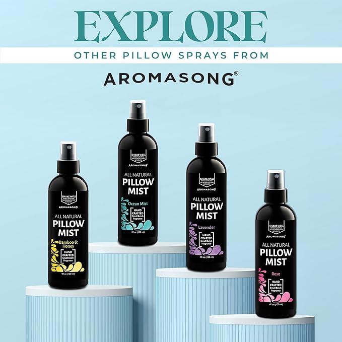 Aromasong All Natural Pillow Spray for Deep Sleep- Holiday Gift Pack of Lavender, Ocean Mist, and Eucalyptus Included - Calming Linen & Bedtime Natural Essential Oil Mist Spray for Sleeping