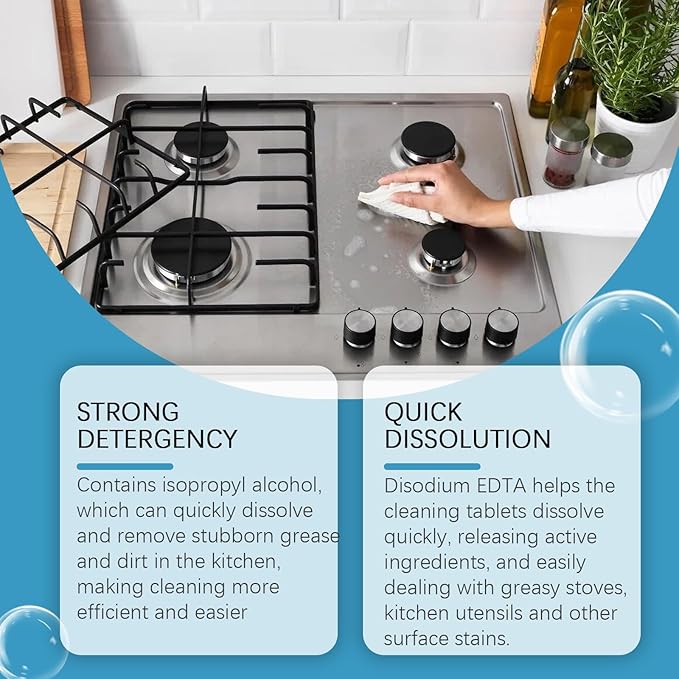 Kitchen Grease Cleaning Sheets, Multi-Purpose Degreaser For Stovetops & Surfaces, Fast Dissolving(2PCS)