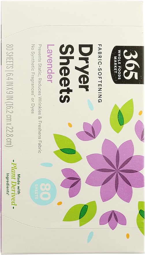 365 by Whole Foods Market, Fabric-Softening Dryer Sheets, Lavender, 80 Count