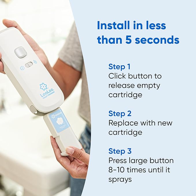 Loo Loo Touch Free Toilet Freshener Refills, Natural Essential Oils – Toilet Smell Eliminator, Bathroom Deodorizer, Air Freshener Spray for Bathroom, Lavender Fields Fragrance, 2.0 Fl Oz
