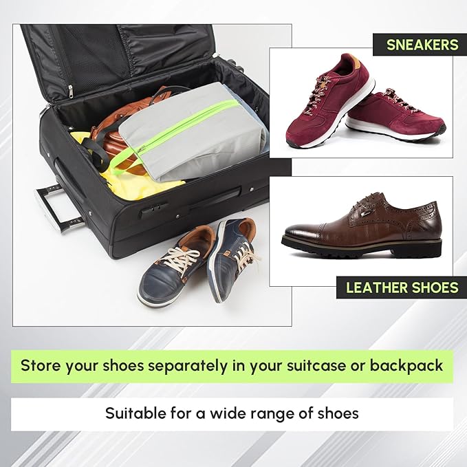 1 Pcs Smell Proof Cleat Bag for Sports, 4 Layer Odor Absorbing Soccer Football Baseball Golf Shoe Bag, Waterproof Mud Resistant Shoe Storage Pouch Fits up to Size 14 (Gray)