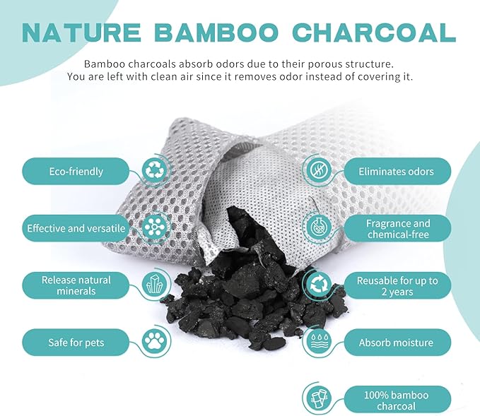 Nature Fresh Air Purifier Bags, Activated Charcoal Air Purifying Bag,Moisture Absorber,odor eliminator,Natural Car Air Freshener,Shoe Deodorizer,Odor Eliminators For Home, Pet, Closet (200g*4)