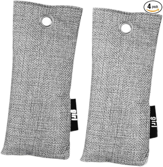 Air Purifying Bags, 2 Pack Bamboo Charcoal Odor Absorber for Shoes, Car, Closet, Bathroom, 50g Each