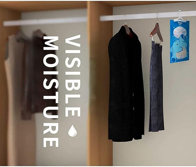 Bagus Hanging Moisture Absorber Bags (12 Pack) - Fragrance-Free Dehumidifier for Closet, Bathroom, RV, Boat & Storage Spaces, Compact Design with 12.5 Oz High-Capacity Absorption