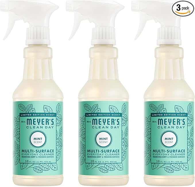 MRS. MEYER'S CLEAN DAY Multi-Surface Everyday Cleaner, Mint Scent, 16 Fl Oz Bottle - 3 Pack