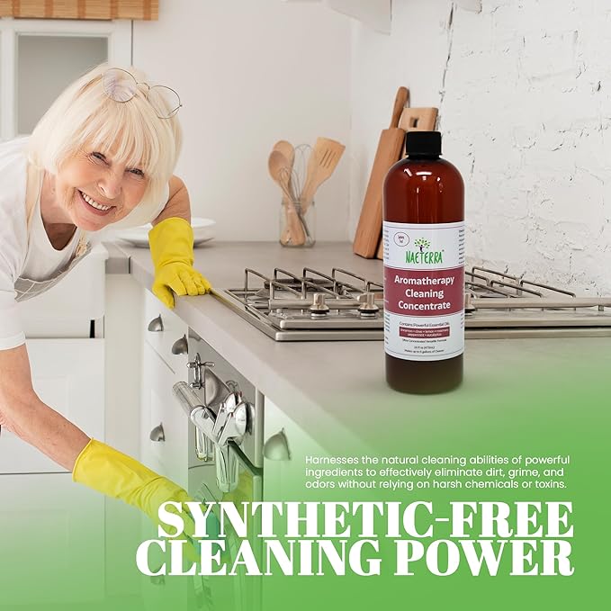 Naeterra Aromatherapy Cleaning Concentrate 16 oz - Natural All Purpose Multi Surface Cleaner - Plant Based Essential Oil Formula for Floors, Glass & Granite - Makes 6 Gallons - Pet Safe & Non Toxic