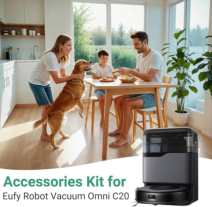 Replacement Kit for Eufy Robot Vacuum Omni C20 – Includes: 2 Main Brushes, 4 Filters, 6 Mopping Pad, 6 Side Brushes, 6 Dust Bags, 6 Scented Tablets, 1 Cleaning Brush & 1 Screwdriver