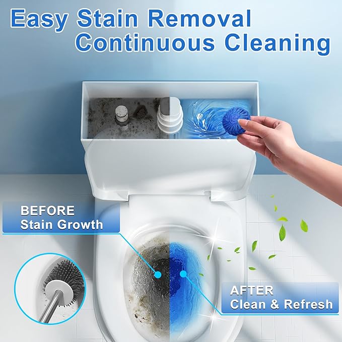 Toilet Bowl Cleaners,100 Pack Blue Toilet Tablets with Fresh Scent, Household Toilet Cleaner Continuous Cleaning, Prevent Various Stains & Odors Build Up - Septic Friendly