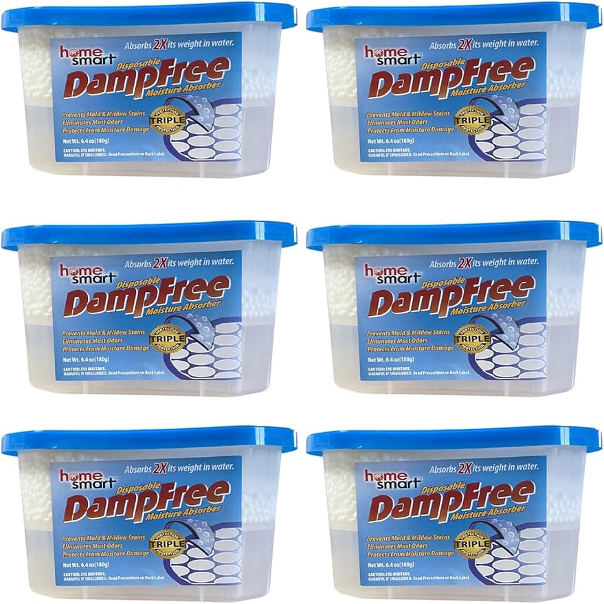Moisture Absorber & Humidity Eliminator – Disposable Dehumidifier for Closets, Basements, Bathrooms & RV – Damp Rid Style Odor Remover, Mold & Mildew Prevention for Home Storage (Pack of 6)