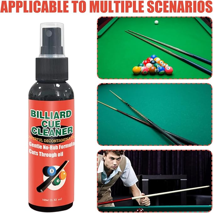Pool Cue Cleaner Spray - 100ml Cleaning Stain Remover | Pool Stick Stain Remover Spray - for Home Club Daily Travel Party Tournament Practice Players Coaches