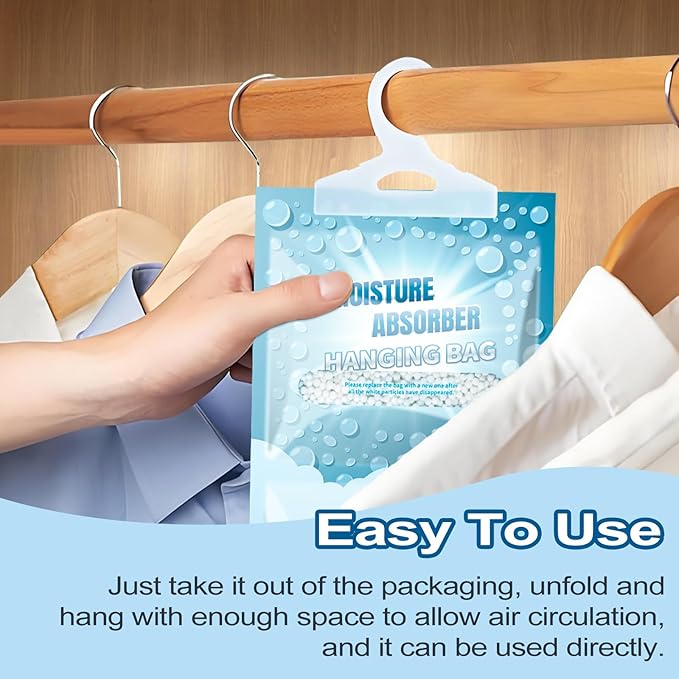 Moisture Absorbers Packets - 20 Pack Hanging Moisture Absorbers Dehumidifier Bags for Closet Bathroom Kitchen, Fragrance Free Humidity Absorber Packs, Removes Moisture & Odors
