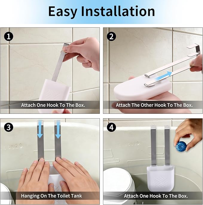 Premium Toilet Tank Tablet Holder – Plastic Hanging Cleaner Caddy (3.7'' x 2.9'' x 0.7'', White) – Toilet Bowl Cleaner Hanging Carrier - Prevents Dissolved Residue in Water Tank