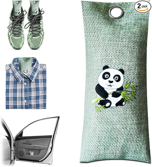 2 Bags Natural Air Purifying Bag | Bamboo Charcoal Odor Absorber for Home & Car | Closet Odor Eliminator, Small Room Deodorizer & Car Air Freshener | Charcoal Bags (75g light green, Unscented)