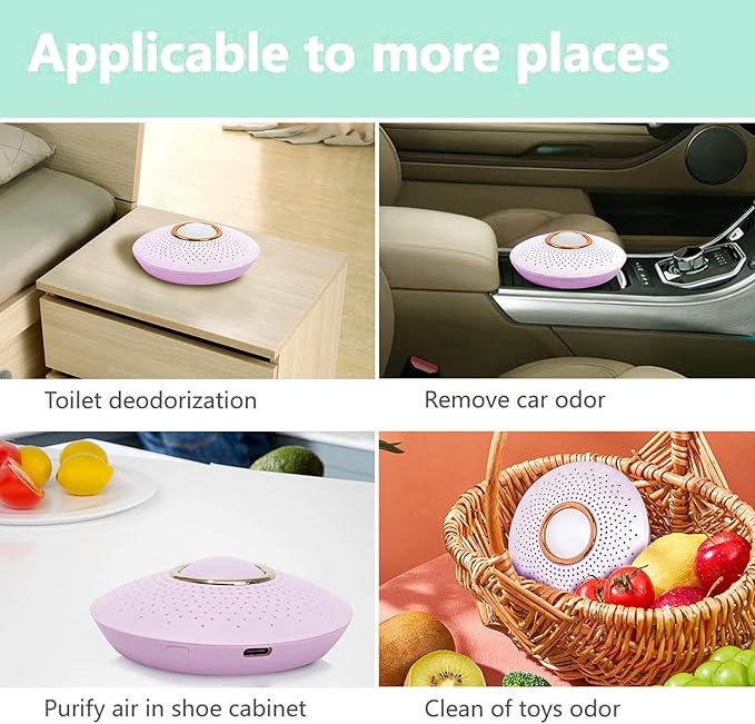 Refrigerator Deodorizer,Portable USB Rechargeable Refrigerator deodorizer, Outperforms Than Baking Soda and Charcoal Bags,Fridge and Freezer Odor Absorber to Keep Food Fresh Longer(Lilac)
