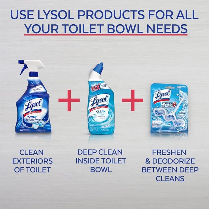Lysol Toilet Bowl Cleaner Gel, For Cleaning and Disinfecting, Stain Removal, Forest Rain Scent, 24oz (Pack of 4)
