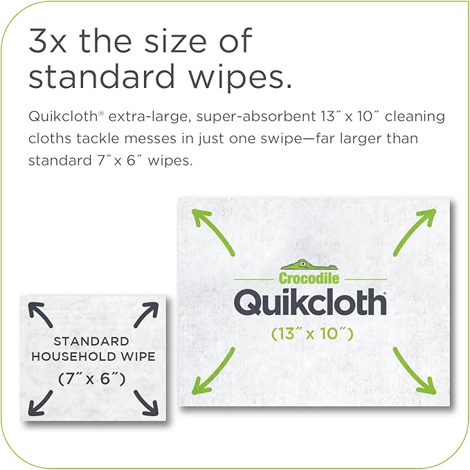 Quikcloth® Tough Messes – 30 Plant-Based, Gentle, Plastic-Free Cleaning Wipes for Home & Kitchen - Safe on Hands and Surfaces