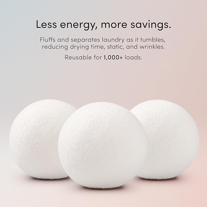 Reusable Wool Dryer Balls w/Essential Oils Bundle XL-6 Pack with 2 Essential Oils, Eco-Friendly Wrinkle Reducer Wool Dryer Balls Handmade & Hypoallergenic Natural Fabric Softener|Ocean & Lavender Oil