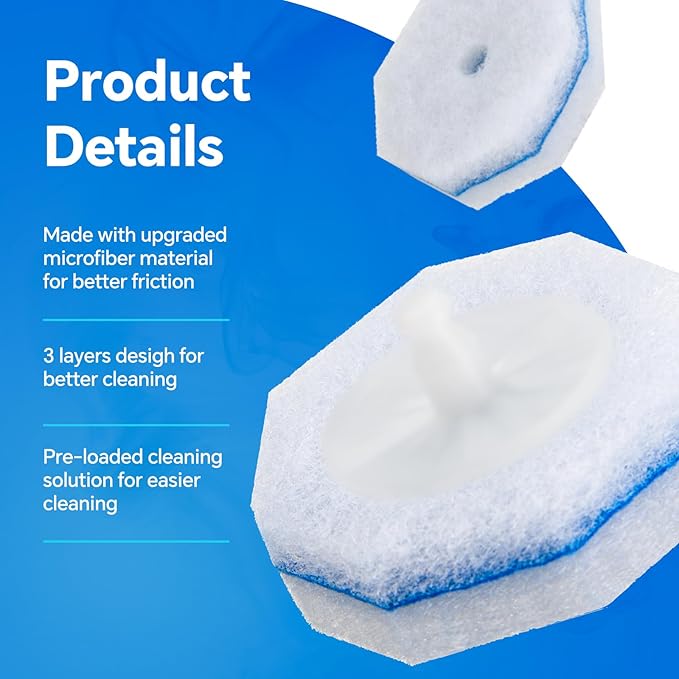 2X Cleaning Power Upgrade Formula Toilet Wand Refills, Fits for Clorox Wand, 50 Count Disposable Toilet Bowl Wand Refills - No Falling Apart, Fits Most Brand Toilet Brushes for Bathroom Cleaning