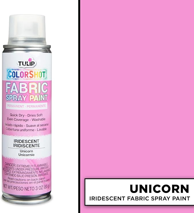 Tulip ColorShot Instant Fabric Spray Paint, Permanent Color Spray-On Fabric Paint, 3oz, Unicorn Iridescent Shimmer