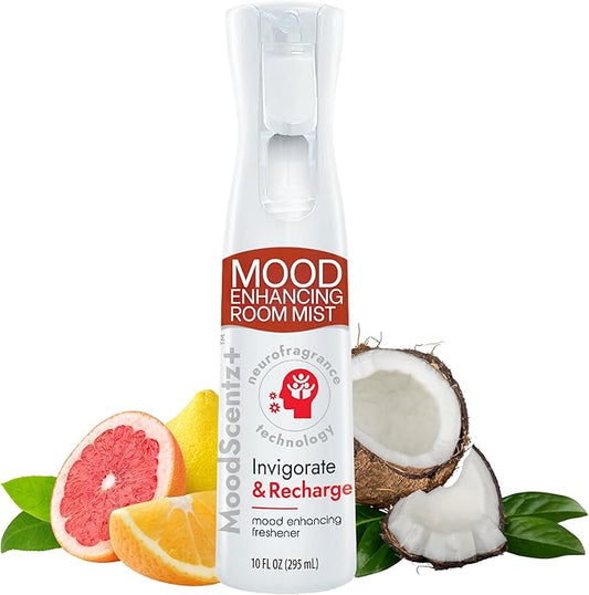 Wizard MoodScentz™ (Invigorate & Recharge) Patented Science-Backed Mood-Enhancing Room Mist, Non-Aerosol Continuous Fine-Mist Spray with Neuro-Fragrance Technology – 10 Fl Oz