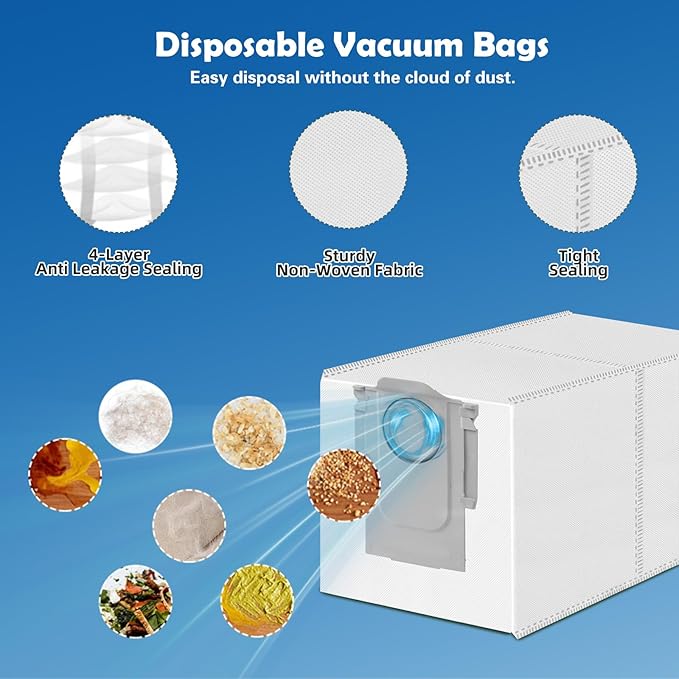 Replacement Parts for Roborock Qrevo Curv 2 Flow Robot Vacuum Cleaner Accessories, 1 Main Brush, 1 Roller Mop Cloth, 4 HEPA Filters, 4 Dust Bags, 6 Side Brushes