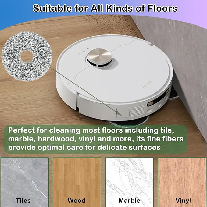 8 Pack Mop Pads Compatible with Dreame X50 Ultra/X40 Ultra/L50 Ultra/L40 Ultra/L40s Ultra/L10S Ultra Gen2/L10S Pro Ultra Heat/X30 Ultra/L10 Ultra, Reusable Microfiber Mopping Pads Replacement