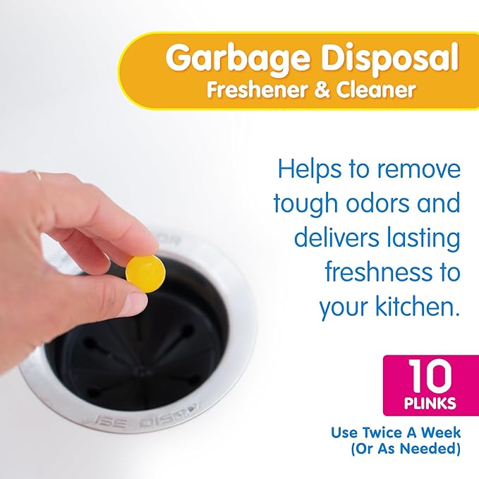 Plink Garbage Disposal Freshener & Cleaner, Washes Away Foul Odors, Lemon Scent, 10 Uses per Pack, 3-Pack