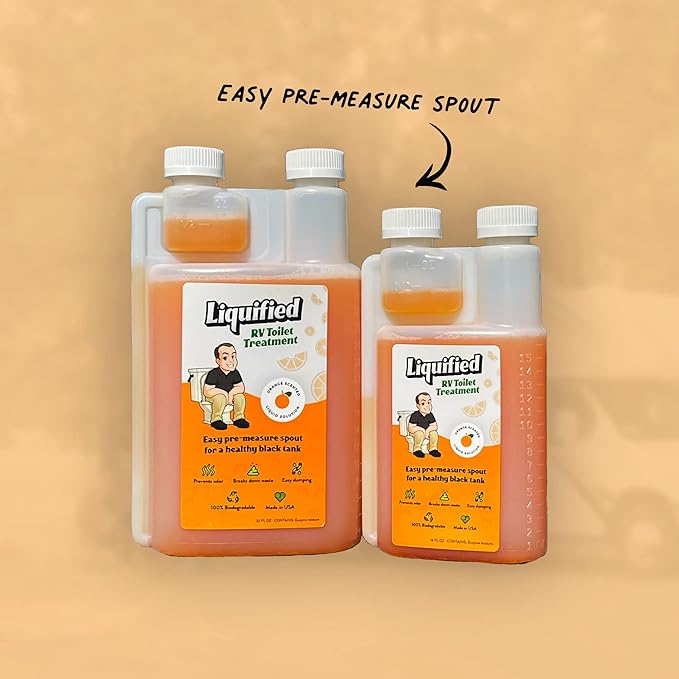 Liquified RV Toilet Treatment - Black Holding Tank Digester - Odor Eliminator - Orange Scent - Matts RV Reviews (Orange, 16oz)