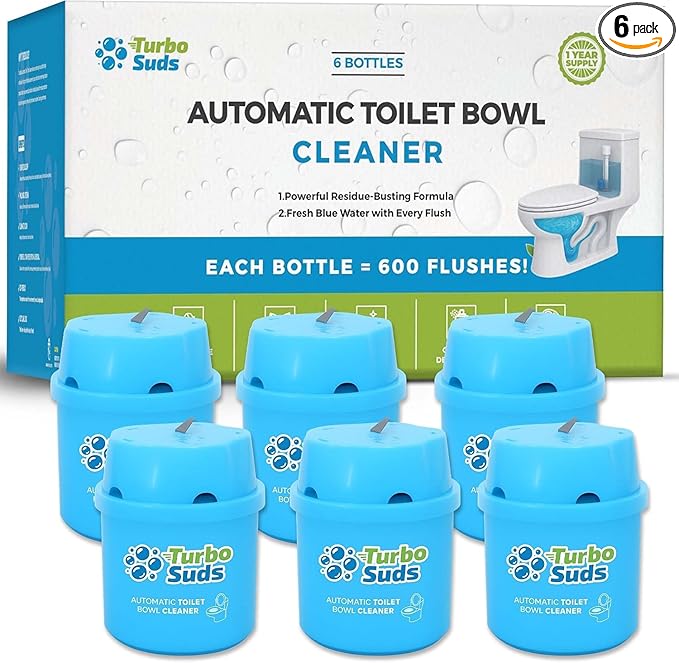 Ultra-Long Lasting Toilet Bowl Cleaners – 6 Pack Automatic Toilet Tank Cleaning Bottles Tablets, Long-Lasting Stain & Odor Control, Septic-Safe, Blue Water, Fresh Scent