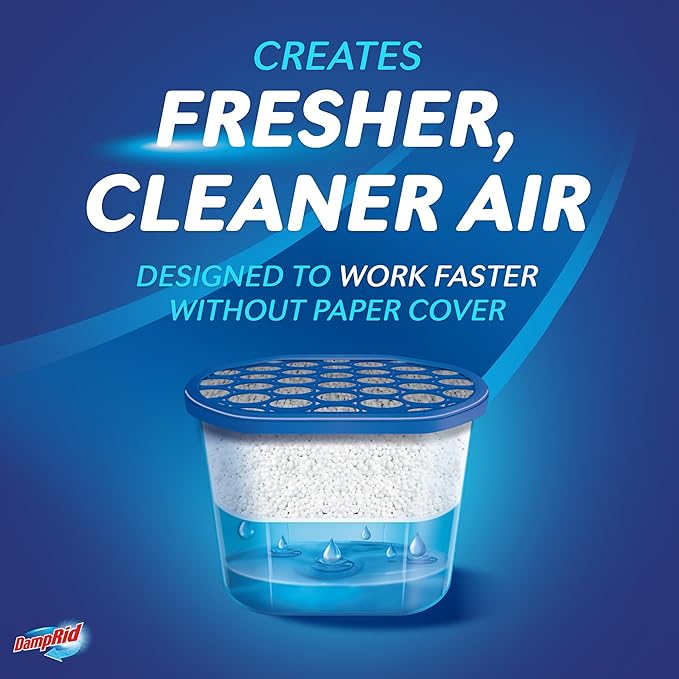 DampRid Fragrance Free Disposable Moisture Absorber with Activated Charcoal, 18 oz (Pack of 3) Odor Remover, Lasts Up to 60 Days, No Electricity Required