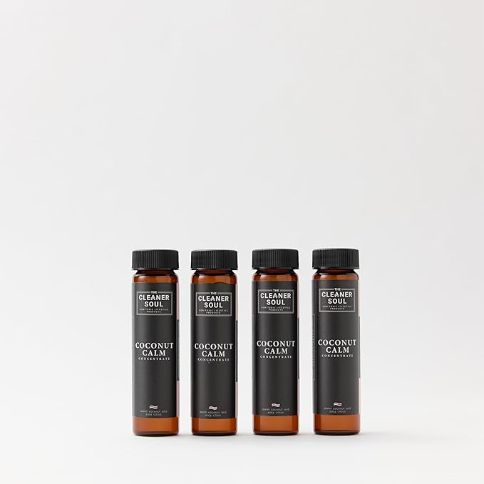 4 Refills - Natural All-Purpose Cleaner Concentrate Essential Oils, Glass Bottle, Non-Toxic, Multi-Surface (Coconut Calm)