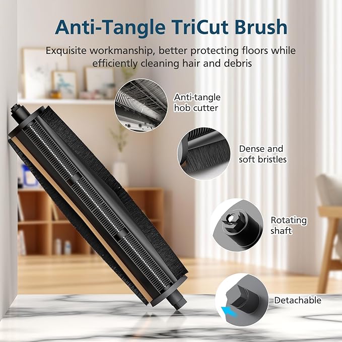 TriCut Brush for MOVA P10 Pro Ultra, E40 Ultra, P50 Pro Ultra, for Dreame L40 Ultra, X40 Ultra/Master, D10 Plus Gen 2, L10s Ultra/Pro Ultra, C20 Plus, L20 Ultra, L30 Ultra, X30 Ultra, D9 Max Gen 2