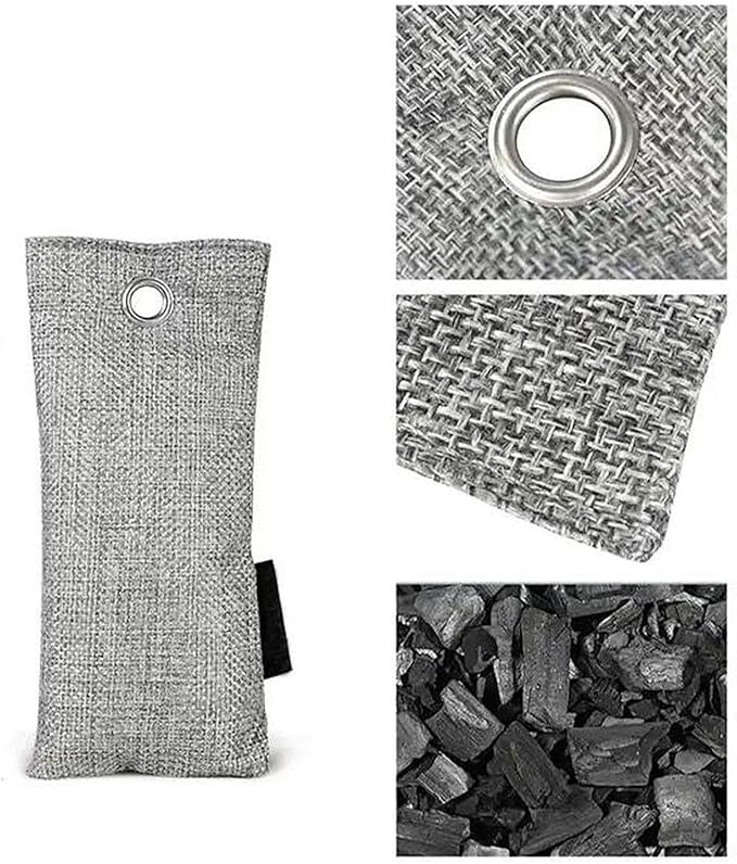 Air Purifying Bags, 2 Pack Bamboo Charcoal Odor Absorber for Shoes, Car, Closet, Bathroom, 50g Each