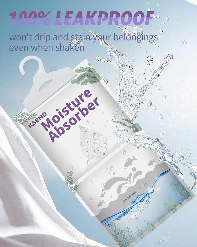 Moisture Absorbers 8 Packs - 9.8 oz Dehumidifier Bags, Portable Moisture Hanging Bags for Closet, Bathroom and Kitchen, Fragrance Free, 11.8'' x 6.3''