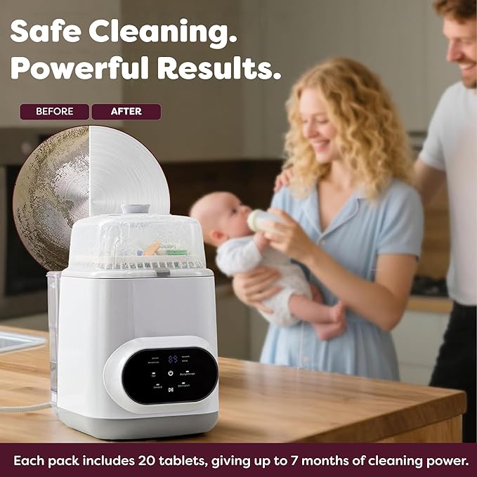 Descaling Tablets for Bottle Washer & Warmers - Descaler for Milk & Limescale Removal - Compatible with Momcozy, Baby Brezza & GROWNSY 20 Count