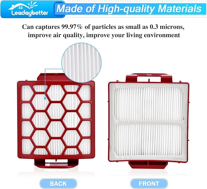 Leadaybetter Filter Replacement for Shark Zero-M Self-Cleaning Brushroll Pet Pro ZU55 ZU102 ZU60 ZU62 ZU62C, Rotator NV255 Vacuum, Navigator Pet Plus NV150 NV151 NV251, Part # 1238FT60 & 1239FT60