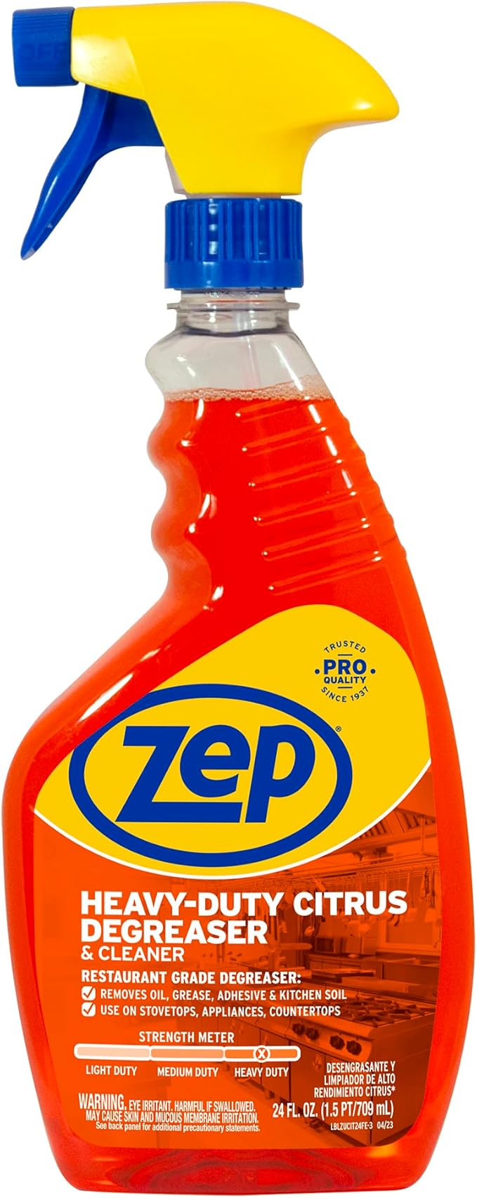 Zep Heavy-Duty Citrus Degreaser and Cleaner - 24 oz (Case of 12) ZUCIT24 - Restaurant Grade, Removes Oil, Grease, Adhesive, and Kitchen Soil on Stovetops, Appliances